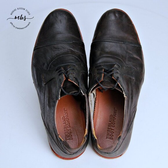 Timberland Wodehouse Leather Cap Toe Derby Shoes in Black Men Size 8 - Picture 11 of 13